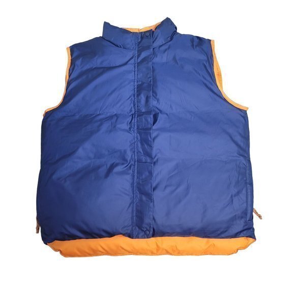 LL Bean Womens Size XL Blue Orange Reversible Goose Down‎ Puffer Vest - Picture 1 of 9